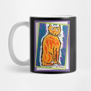 John Hinckley's original artwork (cat painting, in frame). Mug